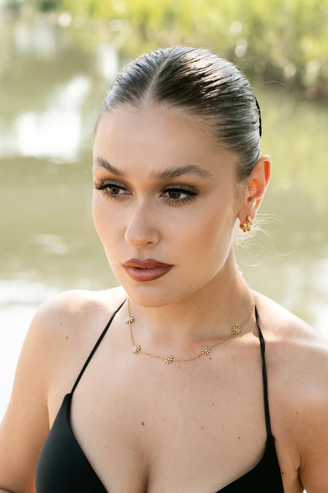 Claudette Gold Croissant Hoops