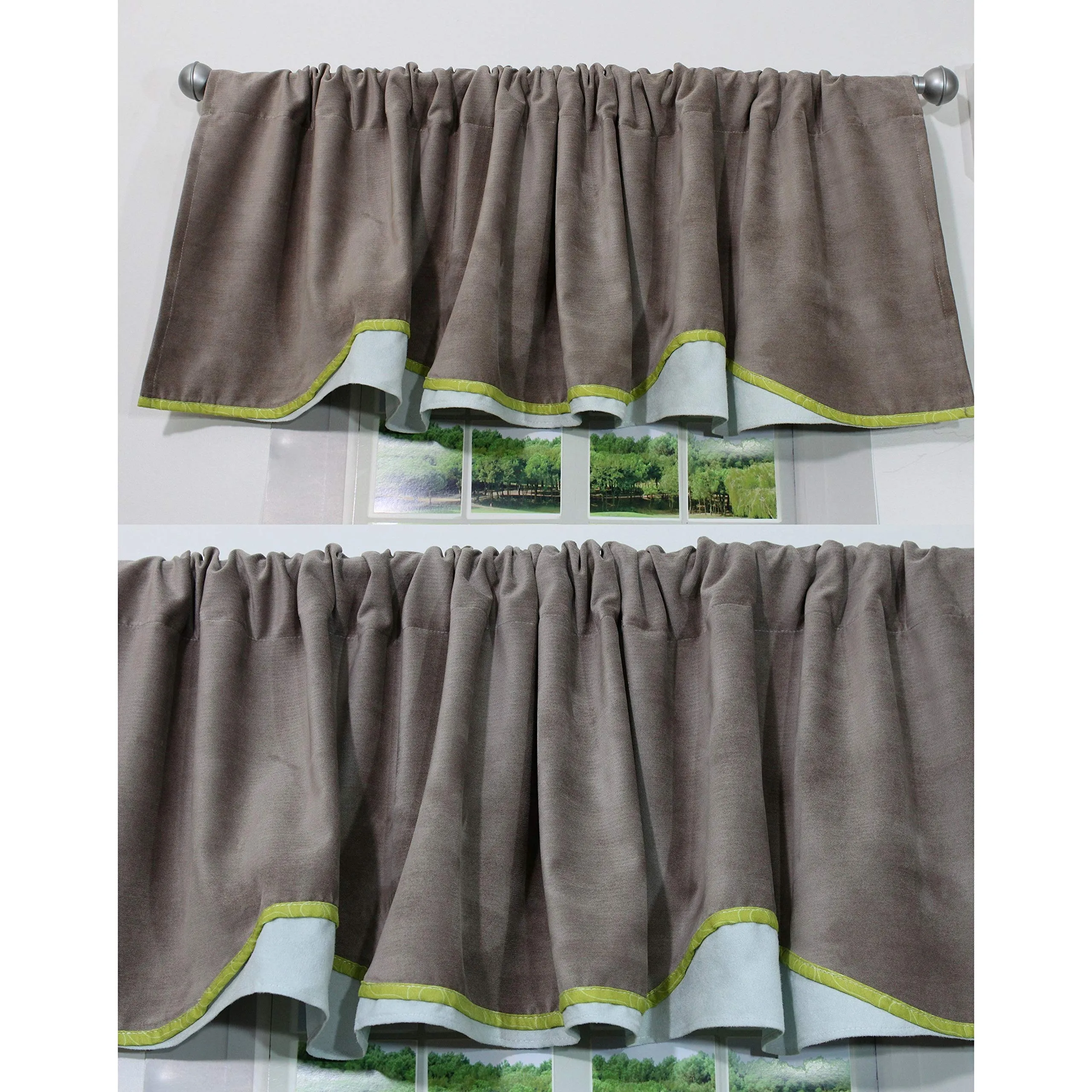 Cocoa Valances - 2 Window Saver Pack Blue Brown Green Casual Nylon