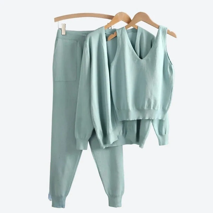 Comfortable Three-Piece Knit Loungewear Sets