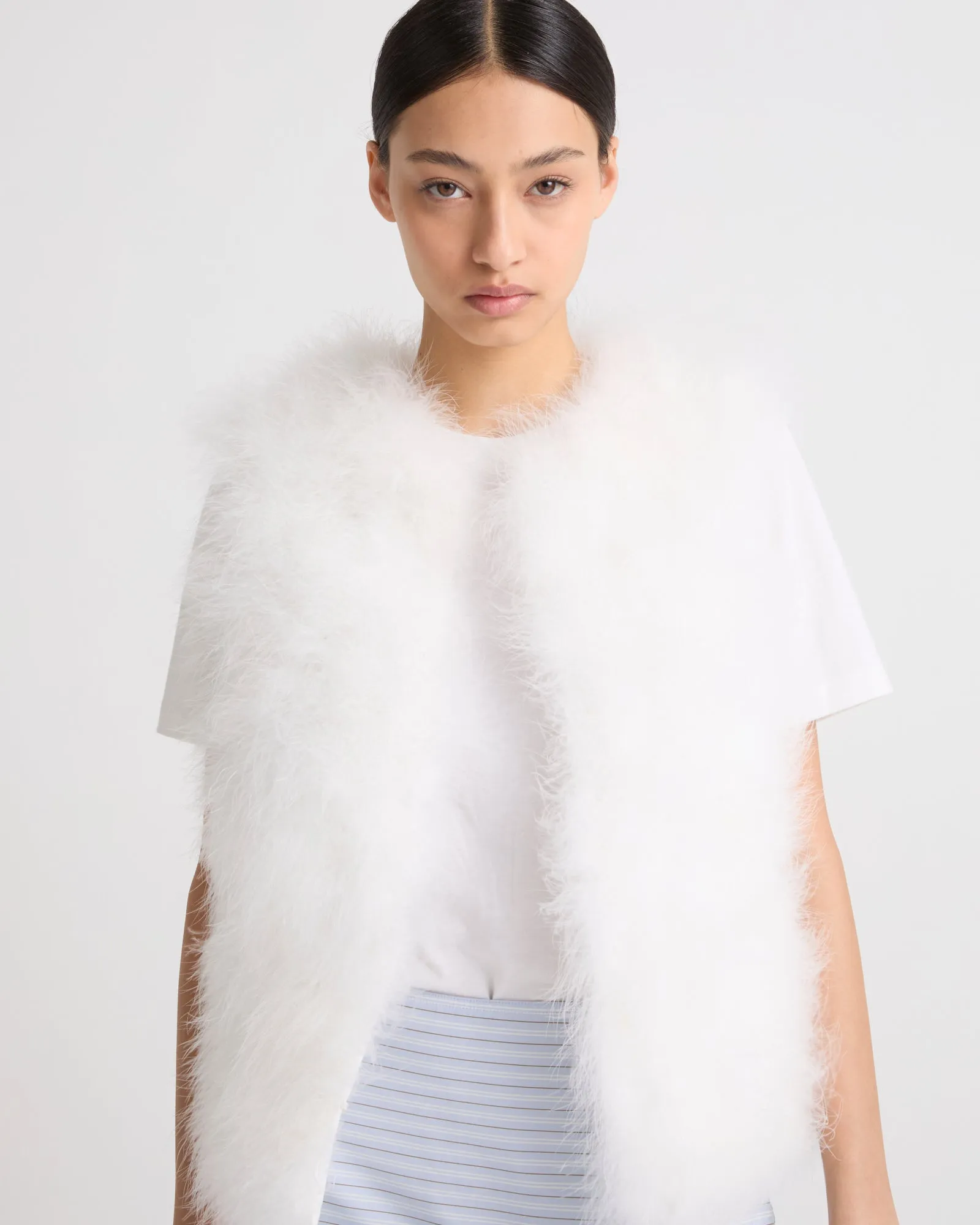 Cropped feather gilet
