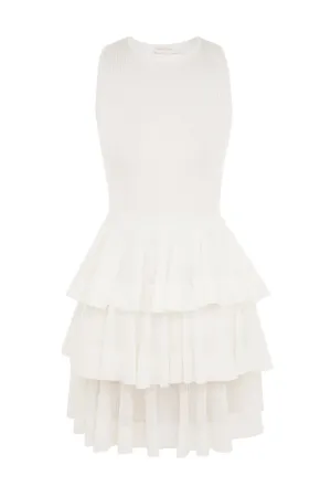 Crush Ruffled Mini Dress | Cream