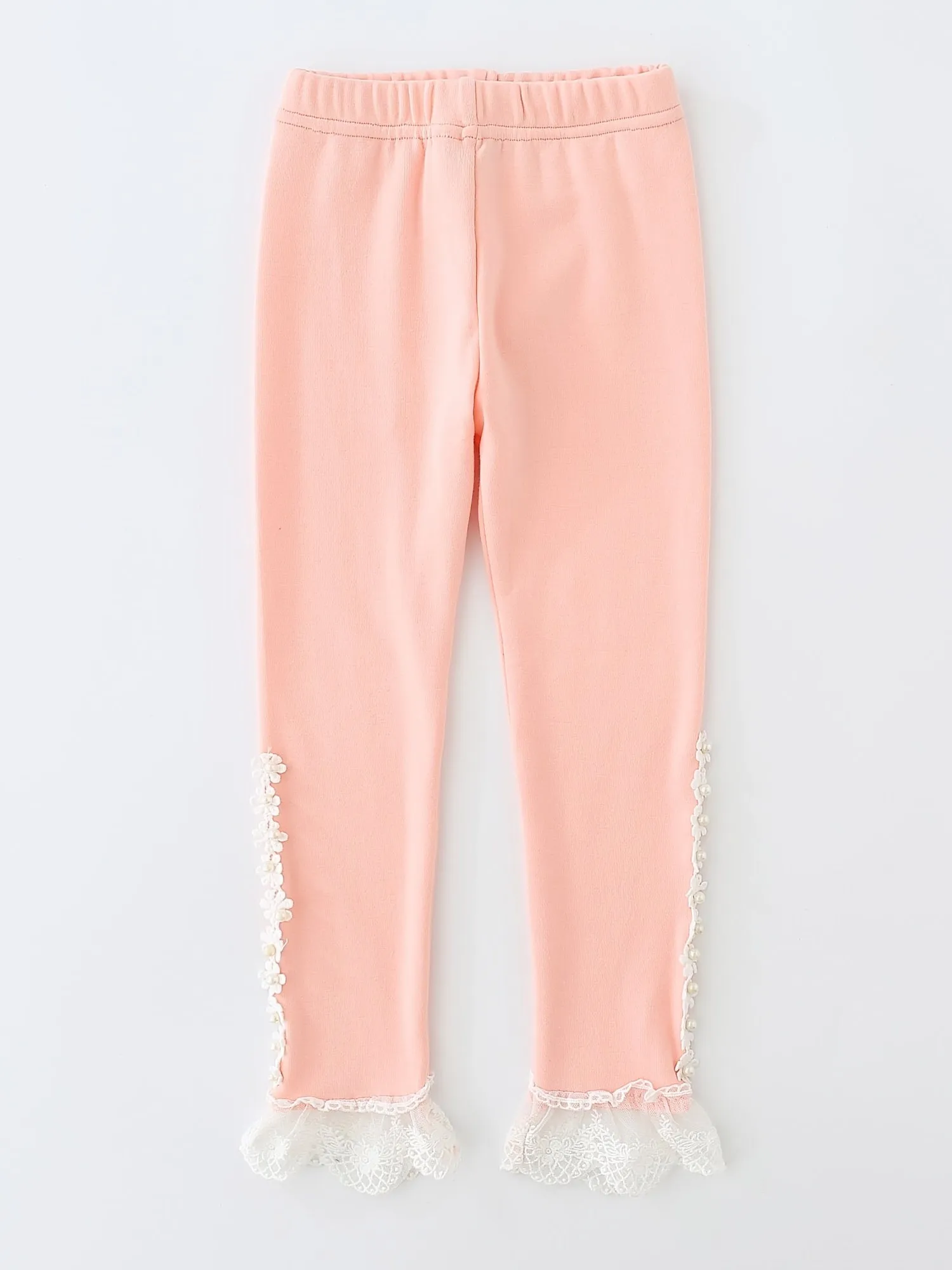 Cute Casual Sweet Lace Trim Ruffled Leggings