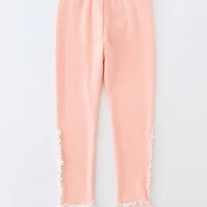 Cute Casual Sweet Lace Trim Ruffled Leggings