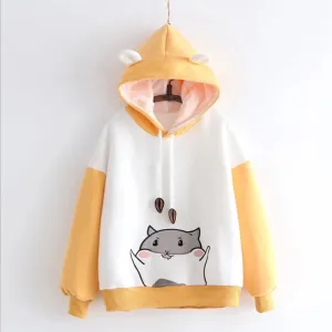 Cute Little Hamster Color Block Hoodie
