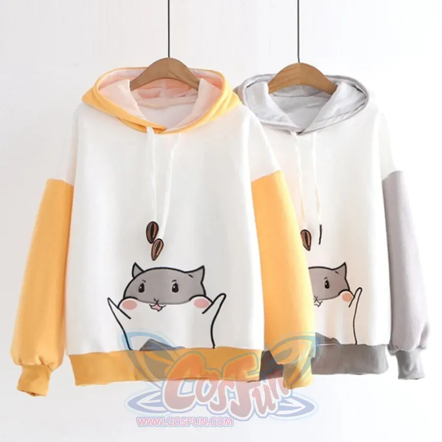 Cute Little Hamster Color Block Hoodie