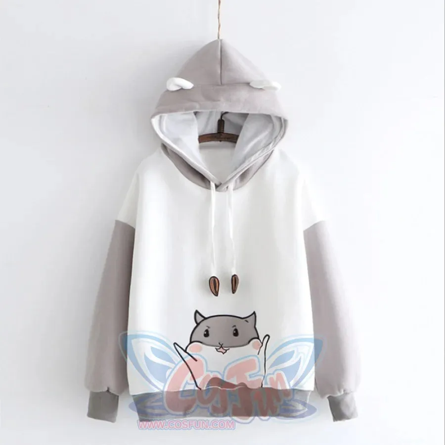 Cute Little Hamster Color Block Hoodie