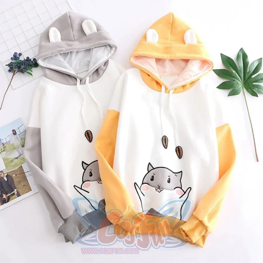Cute Little Hamster Color Block Hoodie