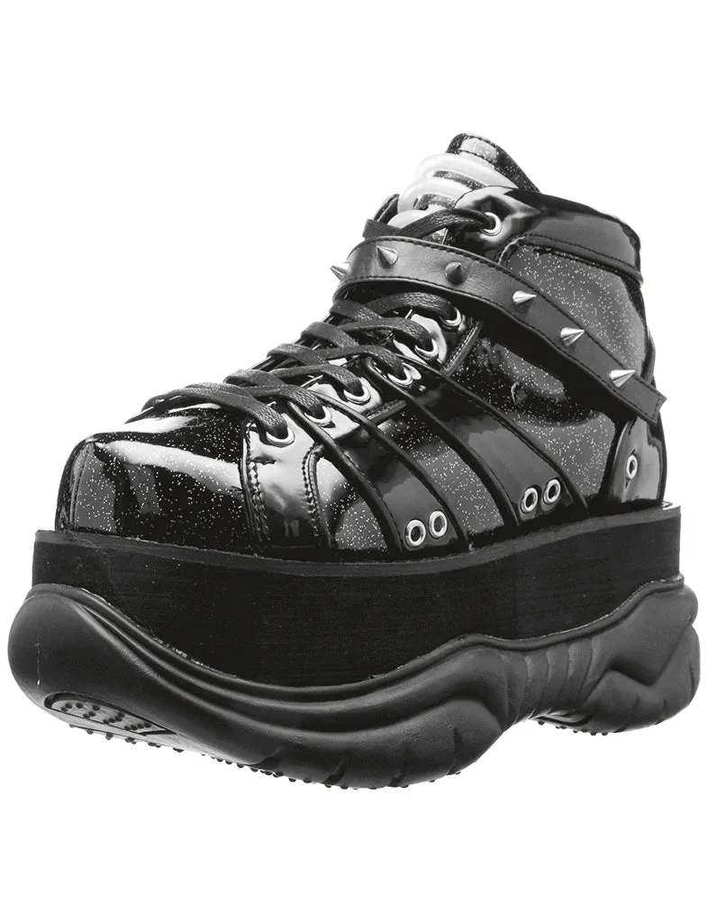 DEMONIA NEPTUNE 100 GLITTER PLATFORM SNEAKERS - BLACK