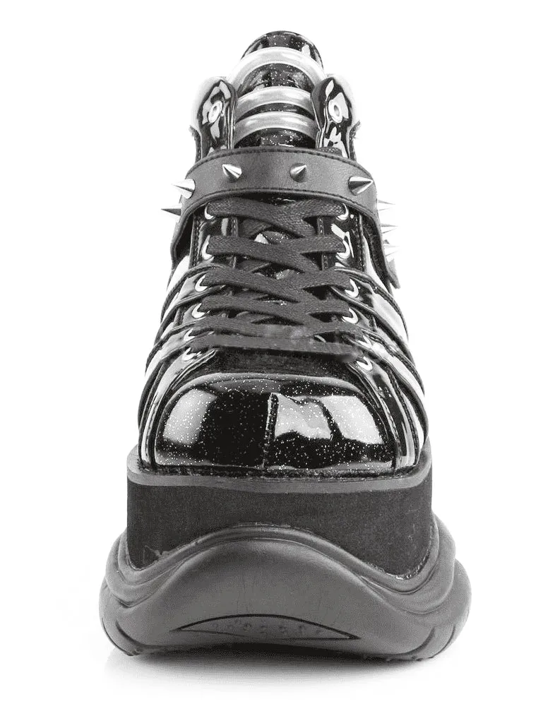 DEMONIA NEPTUNE 100 GLITTER PLATFORM SNEAKERS - BLACK