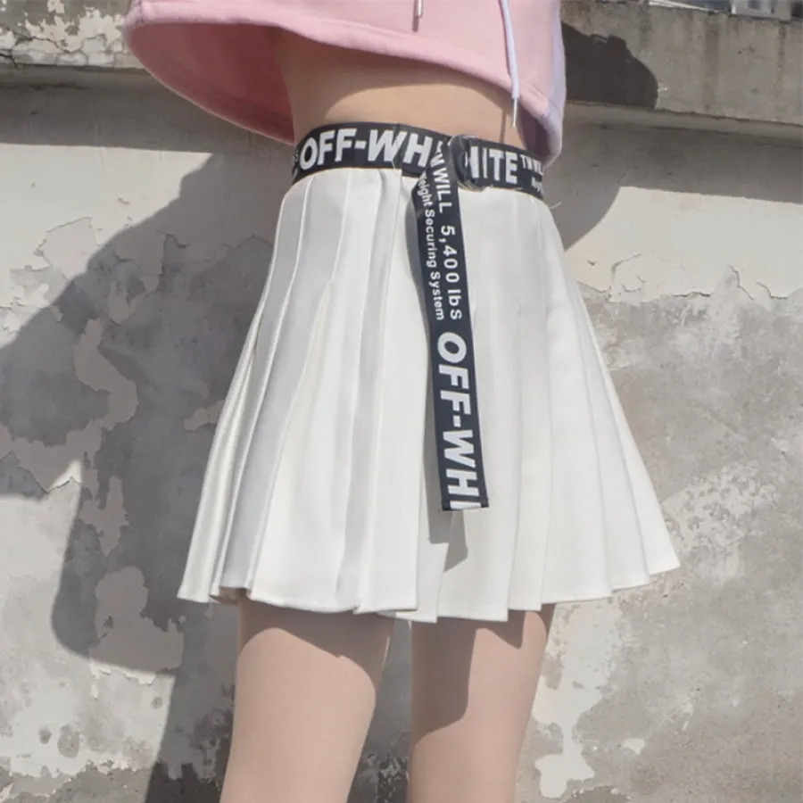 Devil Angel Love Heart Print Color-Block Hoodie Pleated Skirt J40336