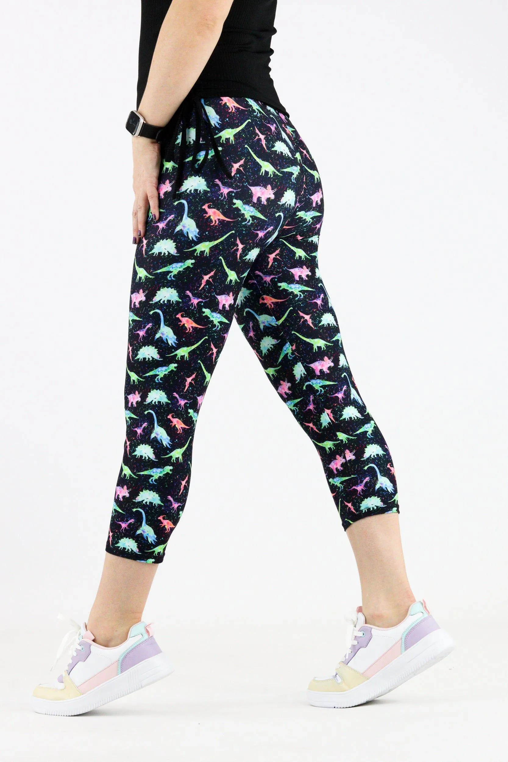 Dinosaur Magic - Casual Capri Leggings