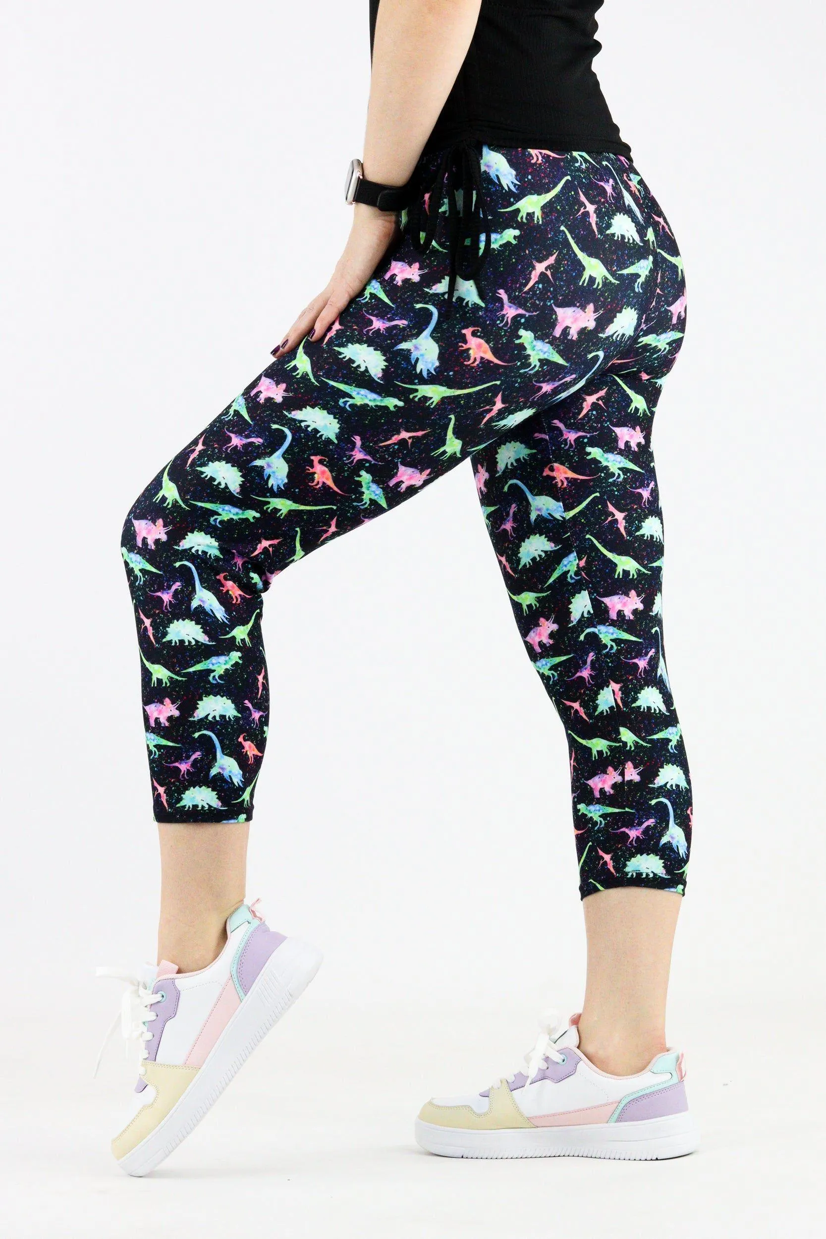 Dinosaur Magic - Casual Capri Leggings