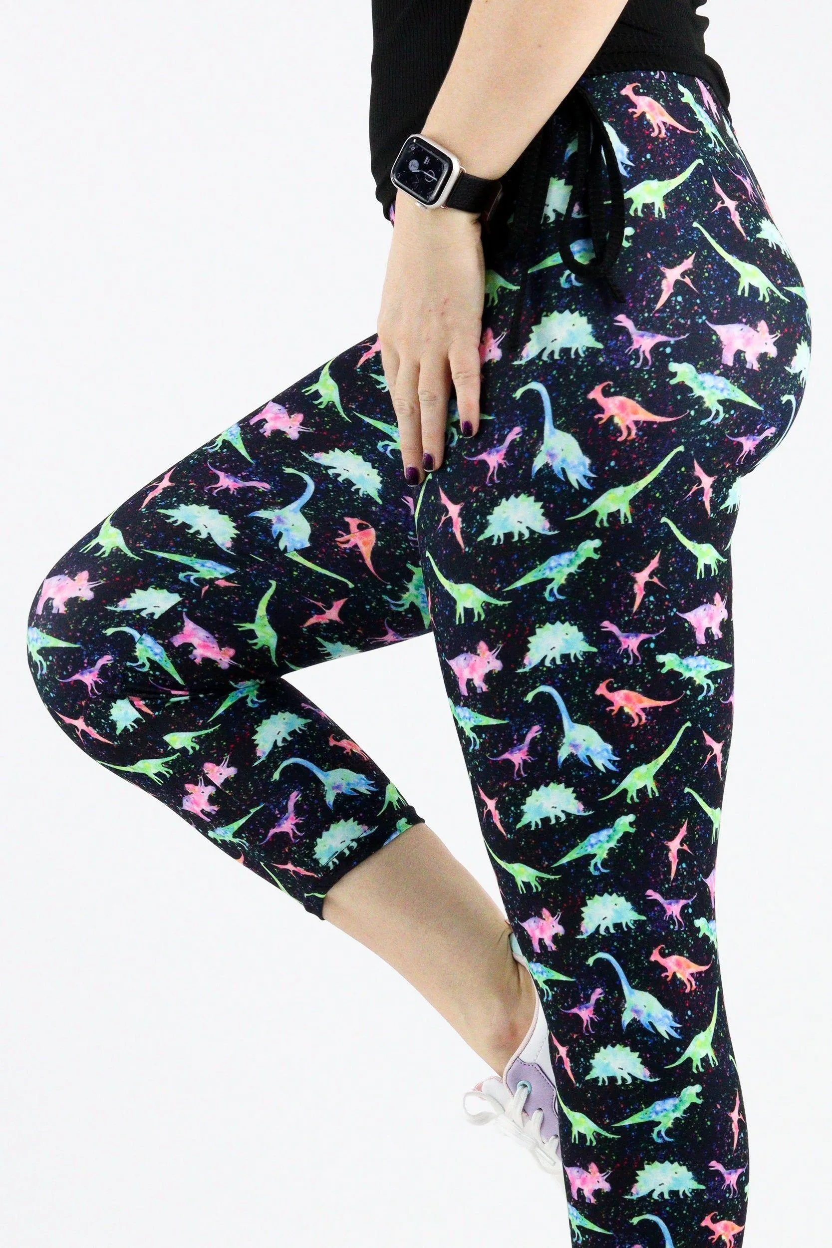 Dinosaur Magic - Casual Capri Leggings