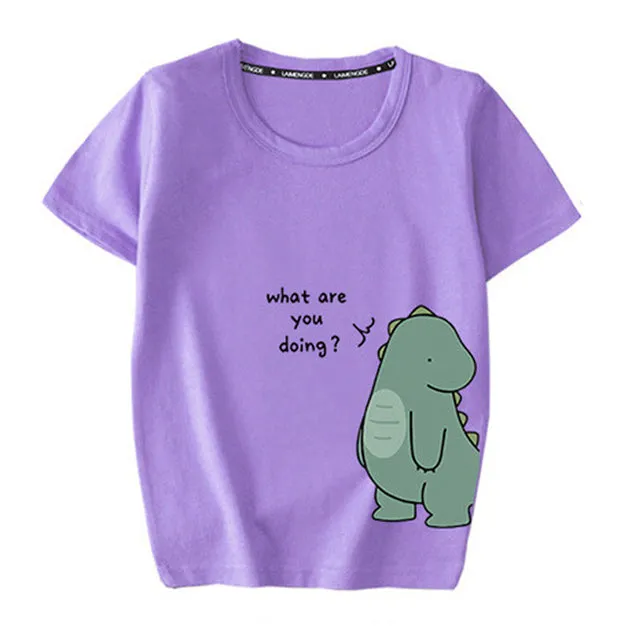 Dinosaur Printing Couple T Shirts Family Matching Clothing Cotton Soft Comfortable Short Sleeves Top Tee Family