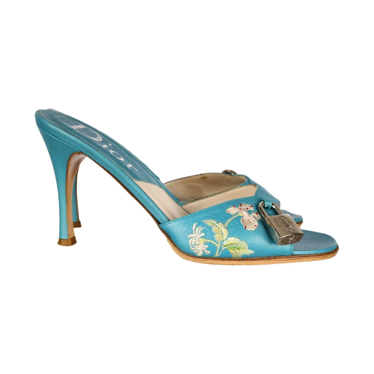 Dior Blue Floral Lock and Key Heels