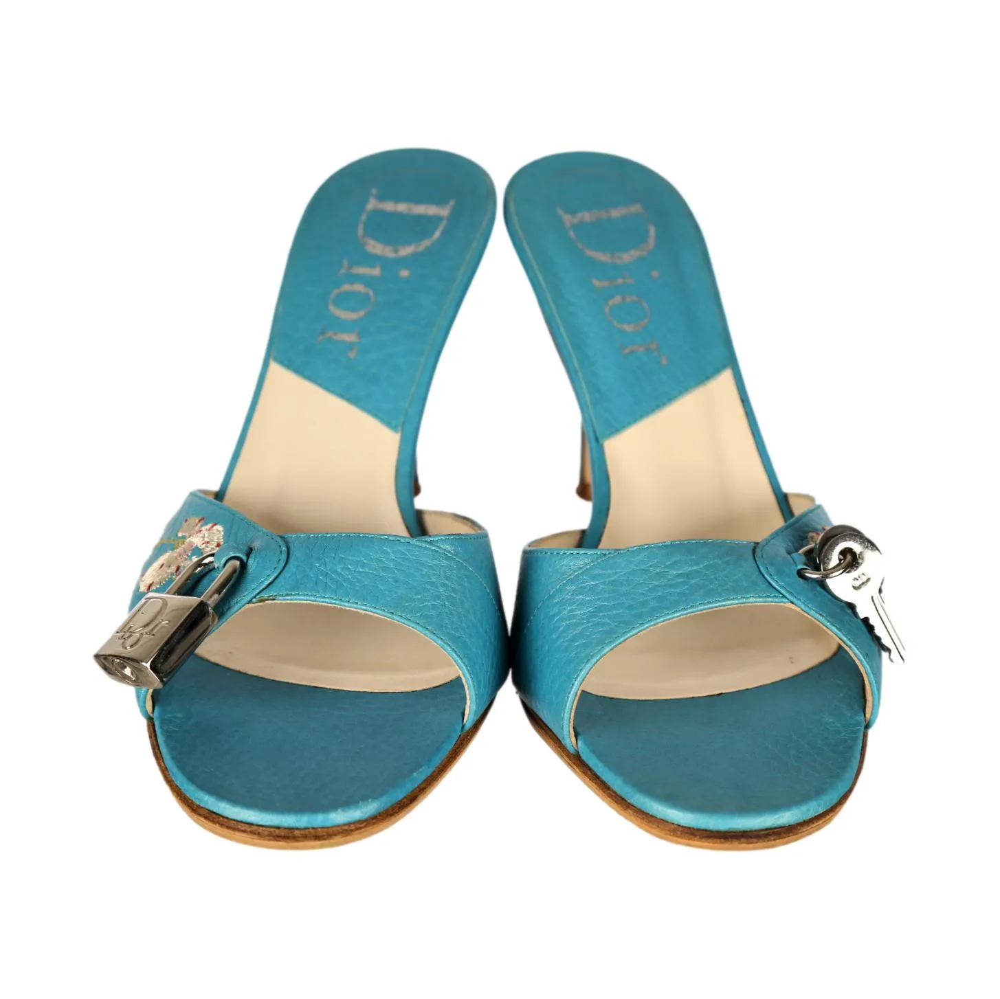 Dior Blue Floral Lock and Key Heels