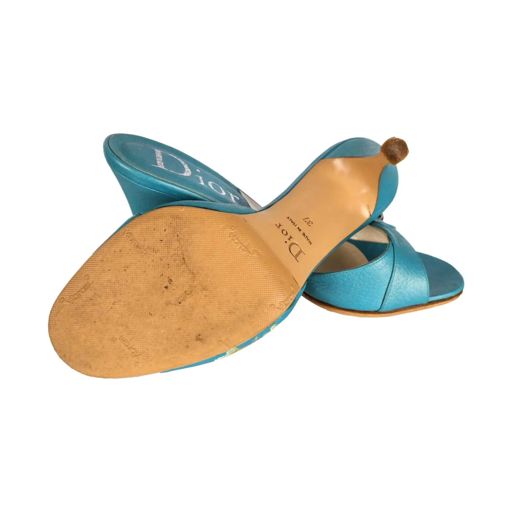 Dior Blue Floral Lock and Key Heels