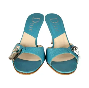 Dior Blue Floral Lock and Key Heels