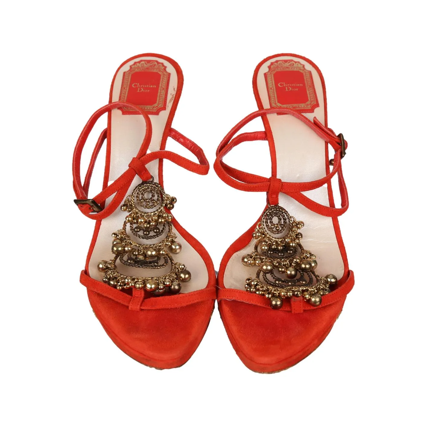 Dior Red Embellished Bead Heel