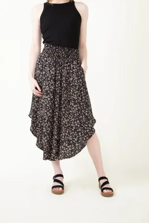 Ditsy Floral Hi-Low Midi Skirt for Women in Black | NS16762J6-BLACK