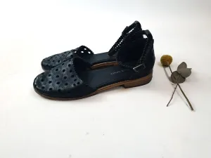 Django & Juliette black perforated leather shoes with ankle strap size 38