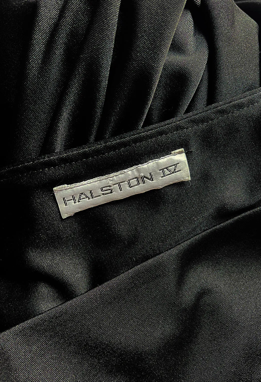 Easy to Wear 1970s Halston Black Jersey One Shoulder High Low Dress