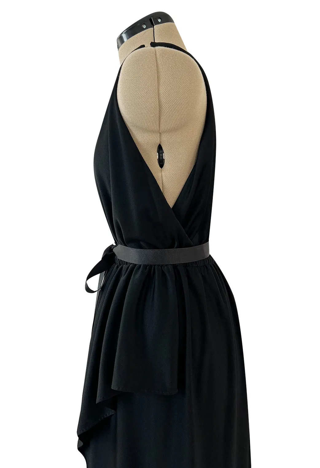 Easy to Wear 1970s Halston Black Jersey One Shoulder High Low Dress