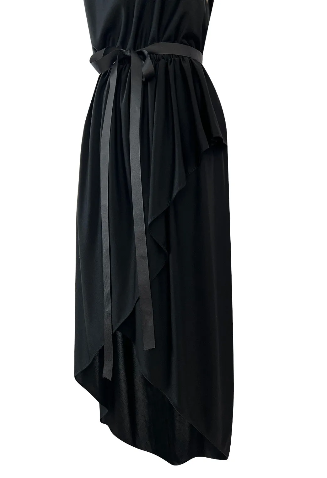 Easy to Wear 1970s Halston Black Jersey One Shoulder High Low Dress