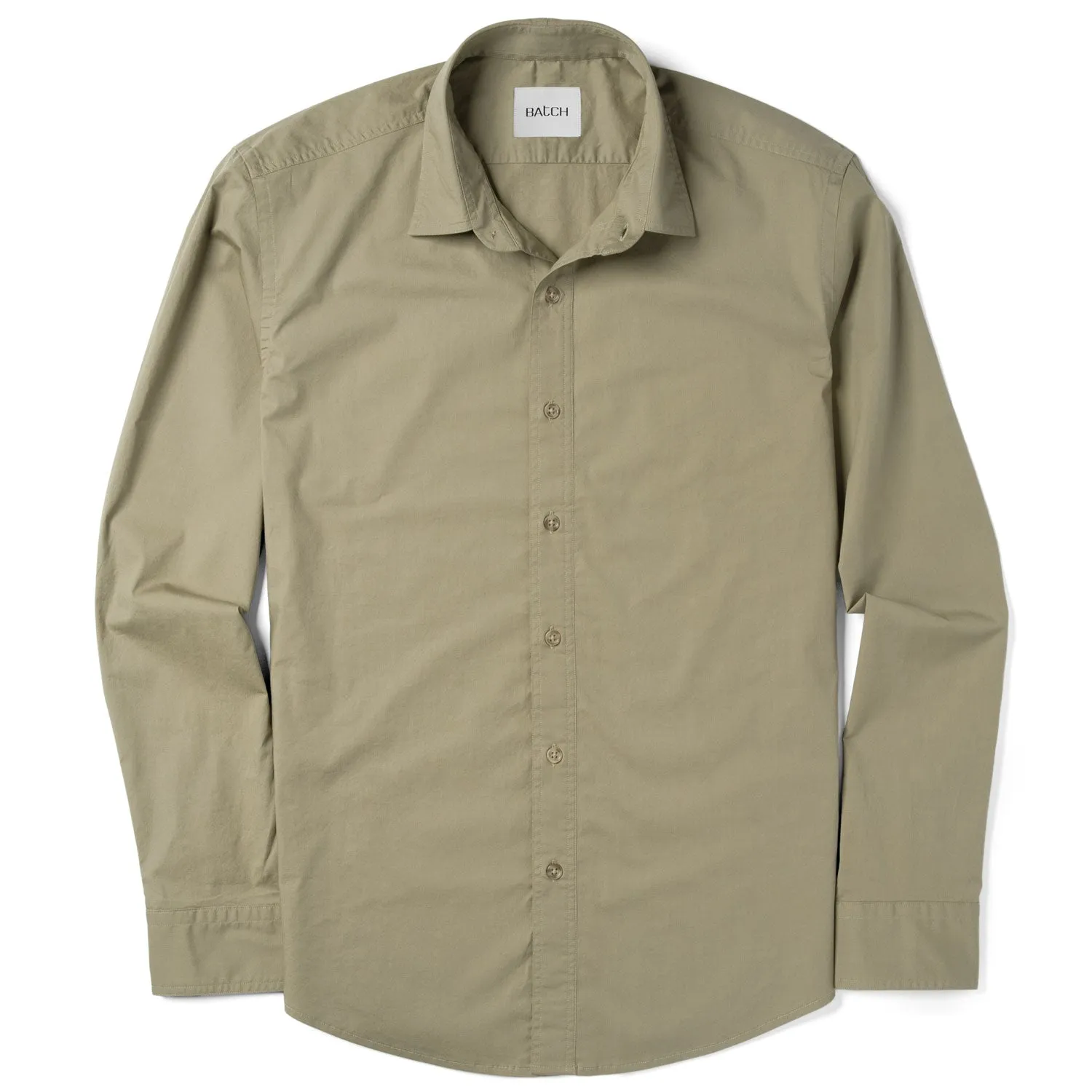 Essential Spread Collar Casual Shirt - Light Fatigue Stretch Cotton Poplin