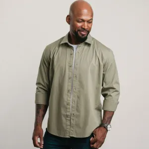Essential Spread Collar Casual Shirt - Light Fatigue Stretch Cotton Poplin