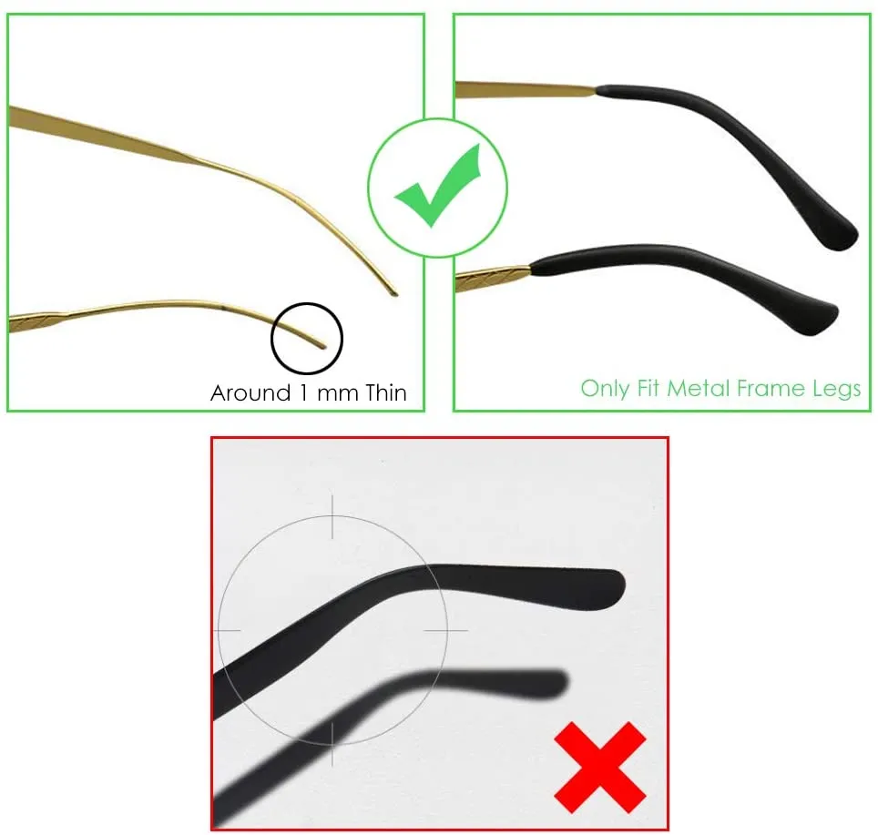 Eyeglass Metal Frame End Tips 6 Pairs Silicone Ear Sock Pieces Tubes Anti-slip Replacement Glasses Ear Cushion for Thin Metal Eyeglass Legs