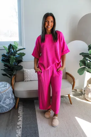 Feel The Breeze Wide Leg Pants • Hot Pink