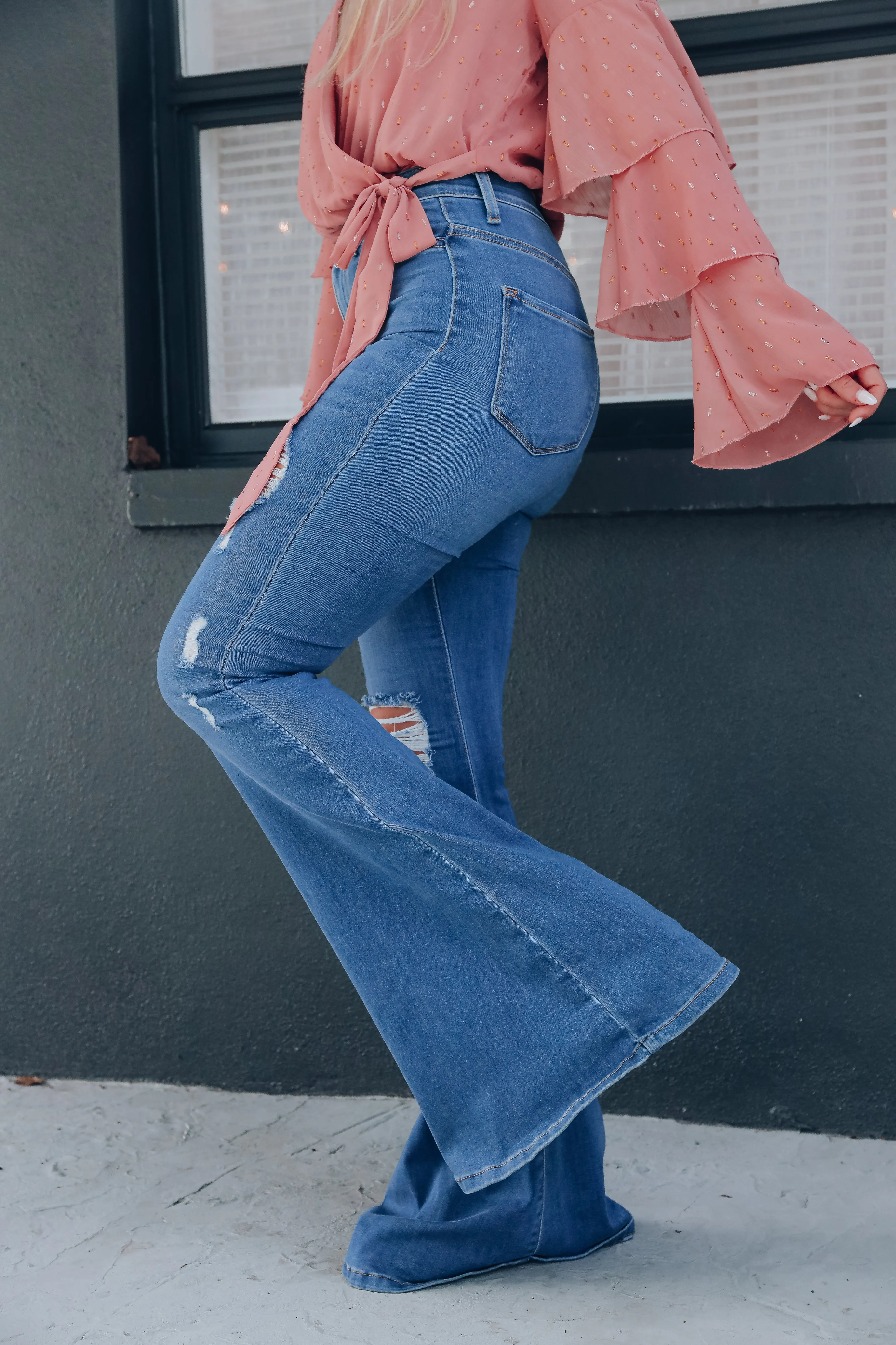 Felecia Distressed Flare Jeans - Medium
