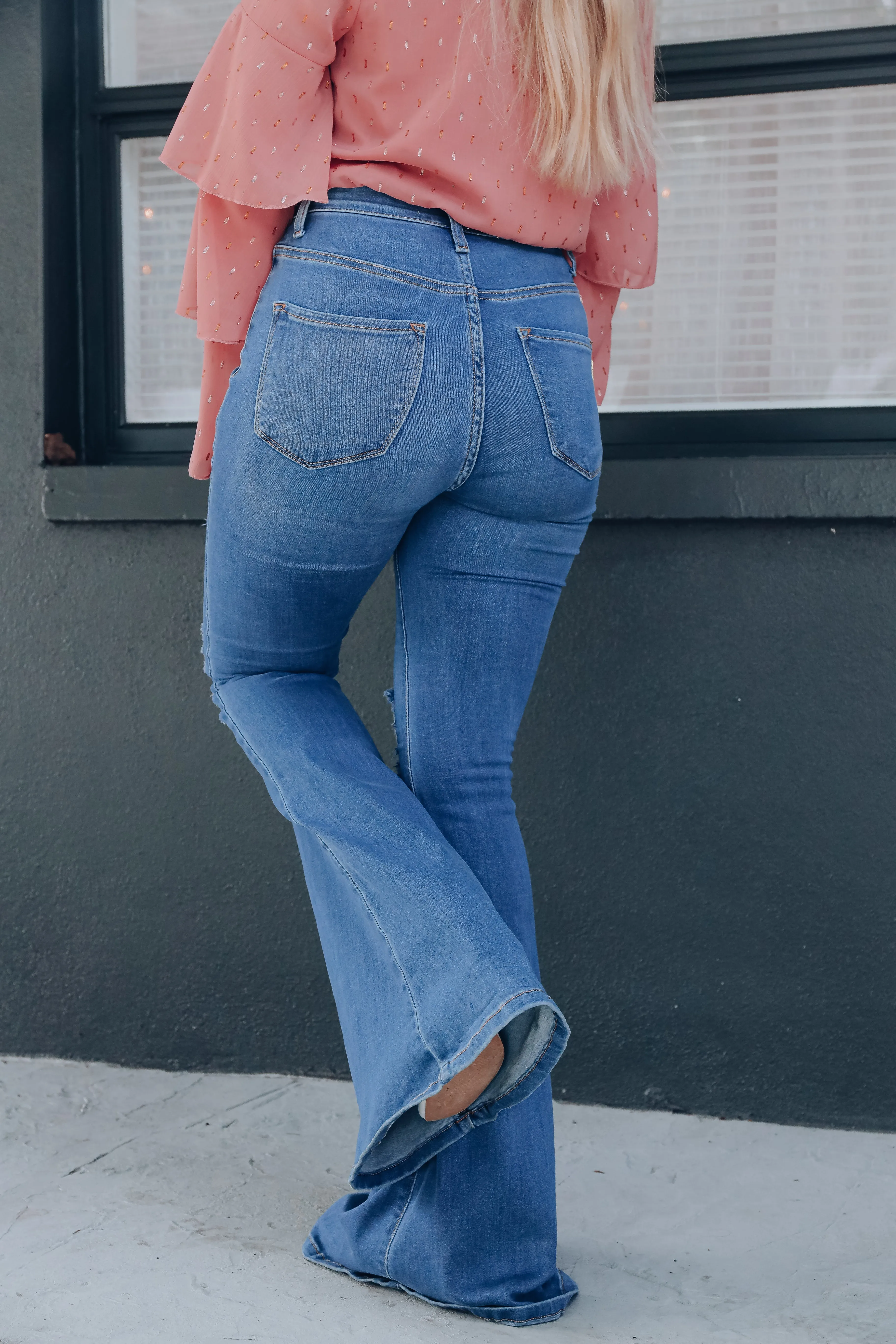 Felecia Distressed Flare Jeans - Medium