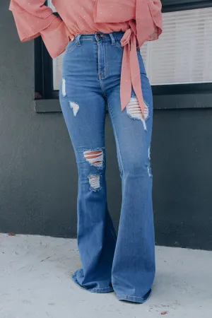 Felecia Distressed Flare Jeans - Medium