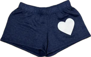 FIREHOUSE- Mini White Heart Shorts (heather navy)