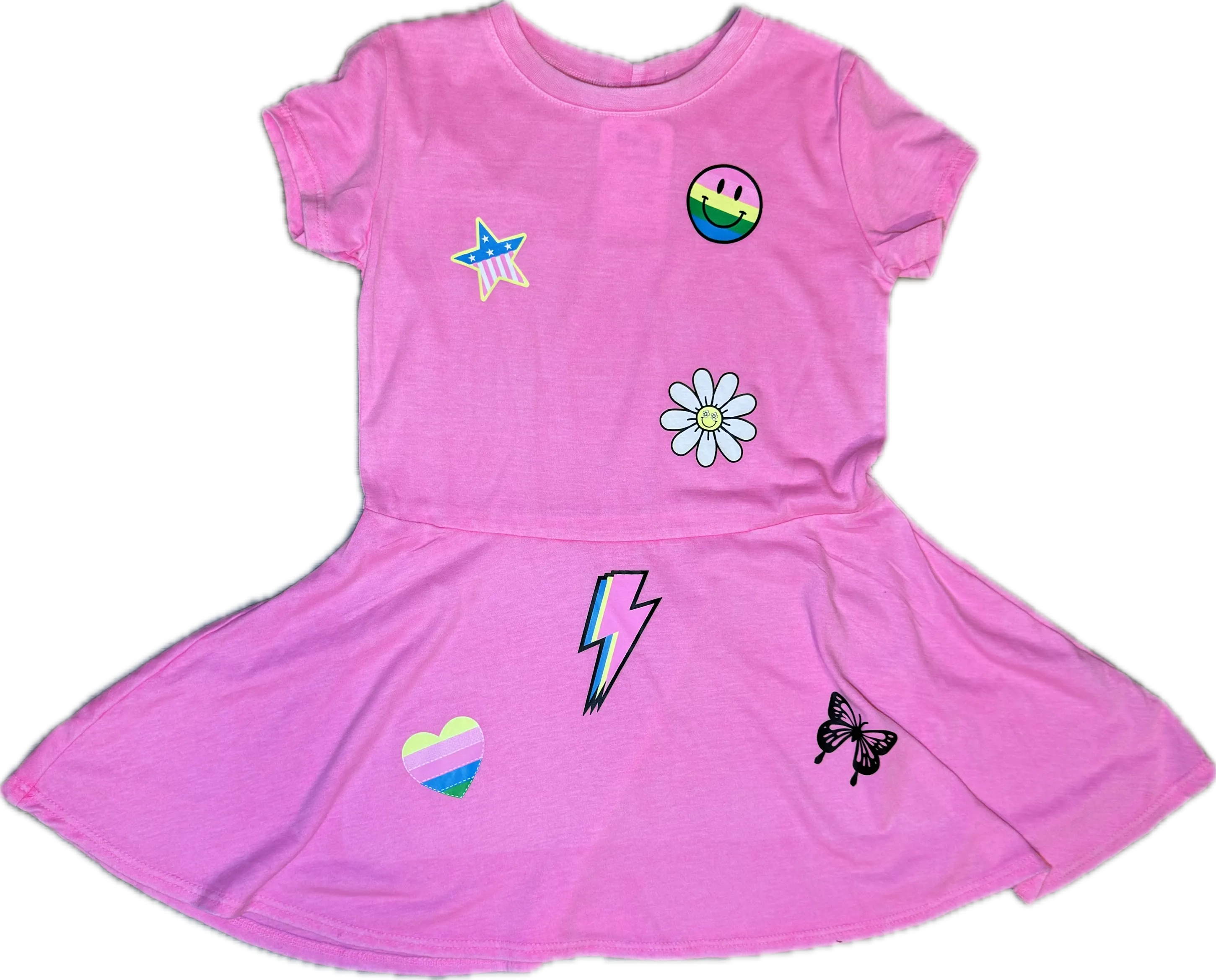 FIREHOUSE- Multi Art Dress (Neon Pink)