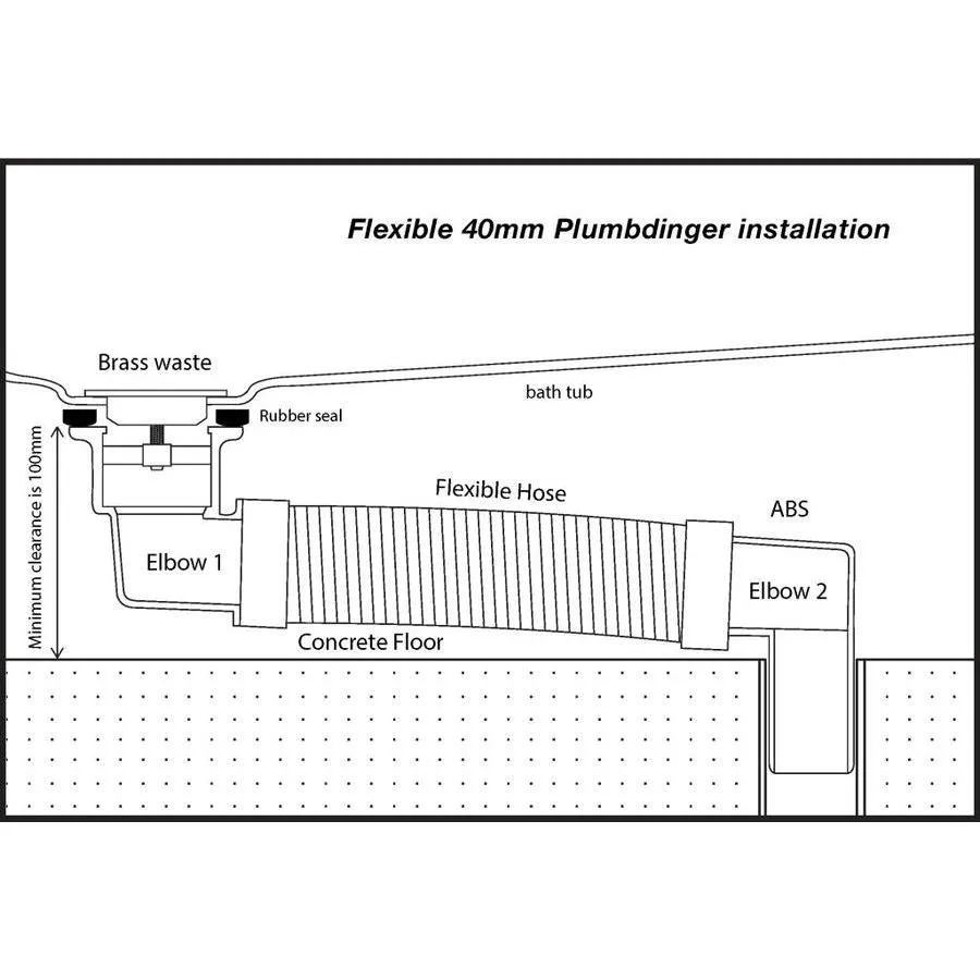 Flexible Plumbdinger - White Plated Brass Plug 40mm