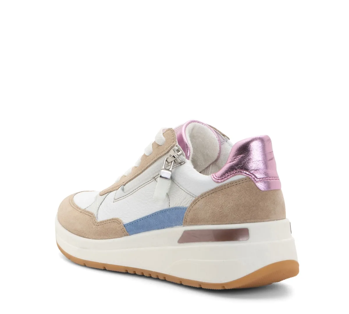Gardenia Women's Side Zip Multi-Color Mixed Material Wedge Sneaker