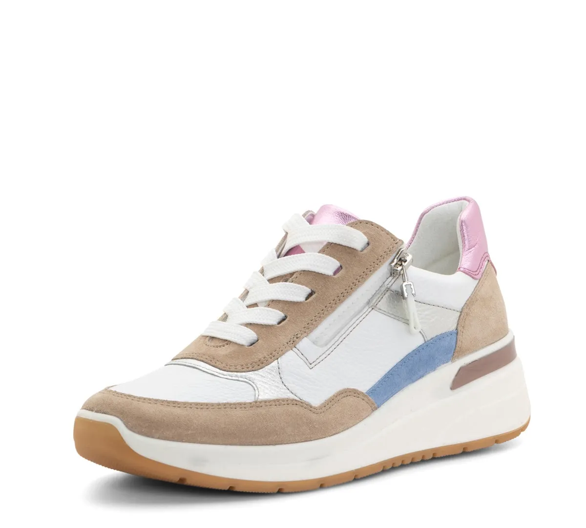 Gardenia Women's Side Zip Multi-Color Mixed Material Wedge Sneaker