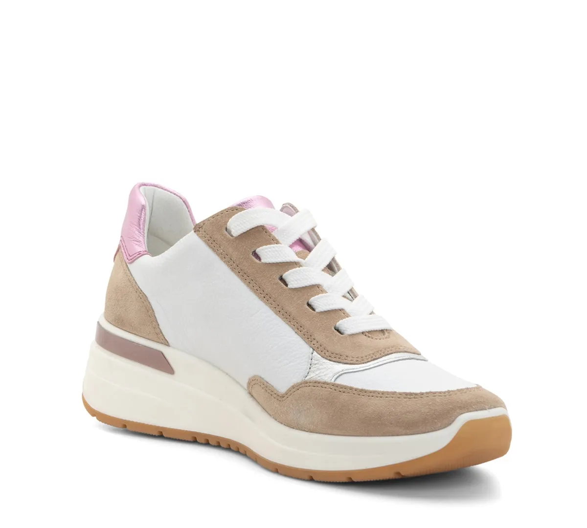 Gardenia Women's Side Zip Multi-Color Mixed Material Wedge Sneaker