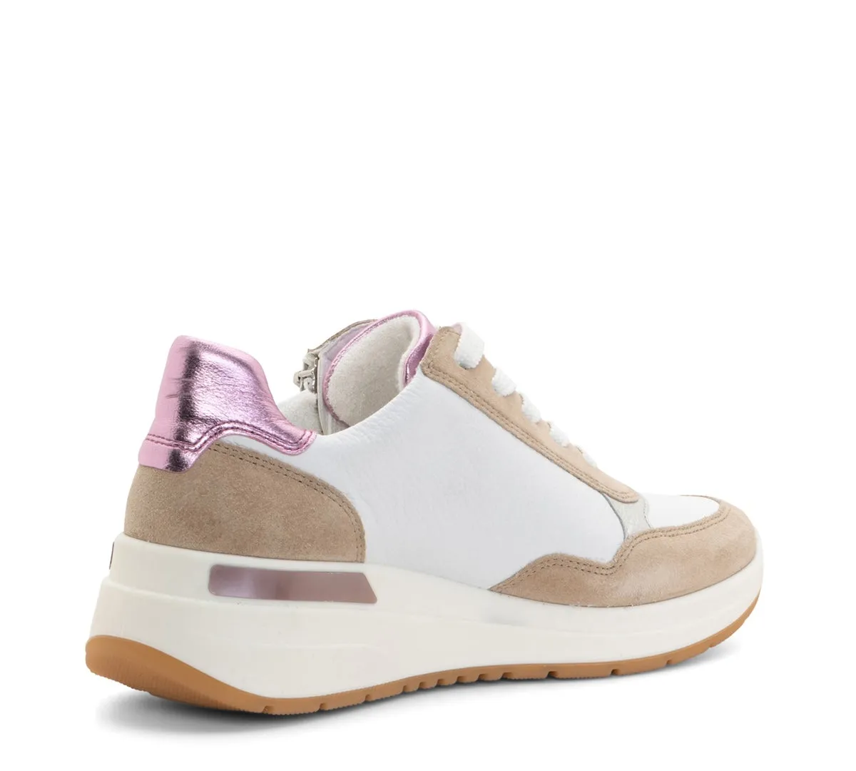 Gardenia Women's Side Zip Multi-Color Mixed Material Wedge Sneaker