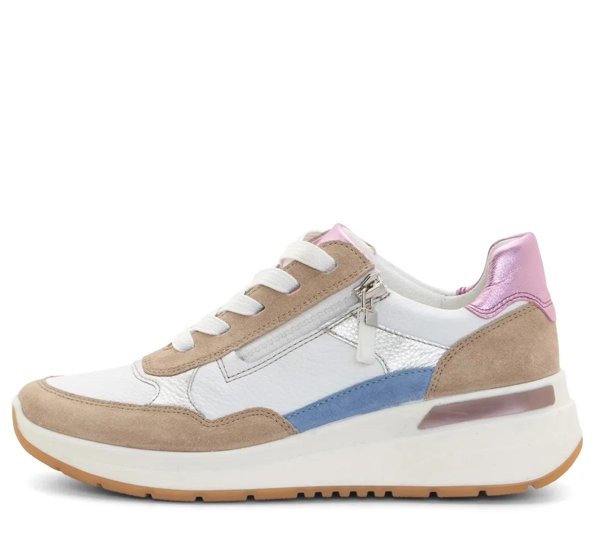 Gardenia Women's Side Zip Multi-Color Mixed Material Wedge Sneaker