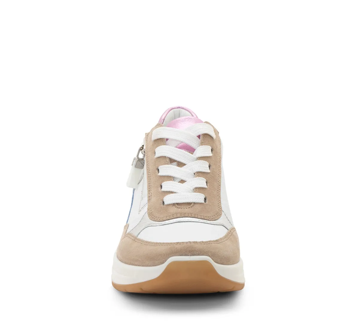 Gardenia Women's Side Zip Multi-Color Mixed Material Wedge Sneaker