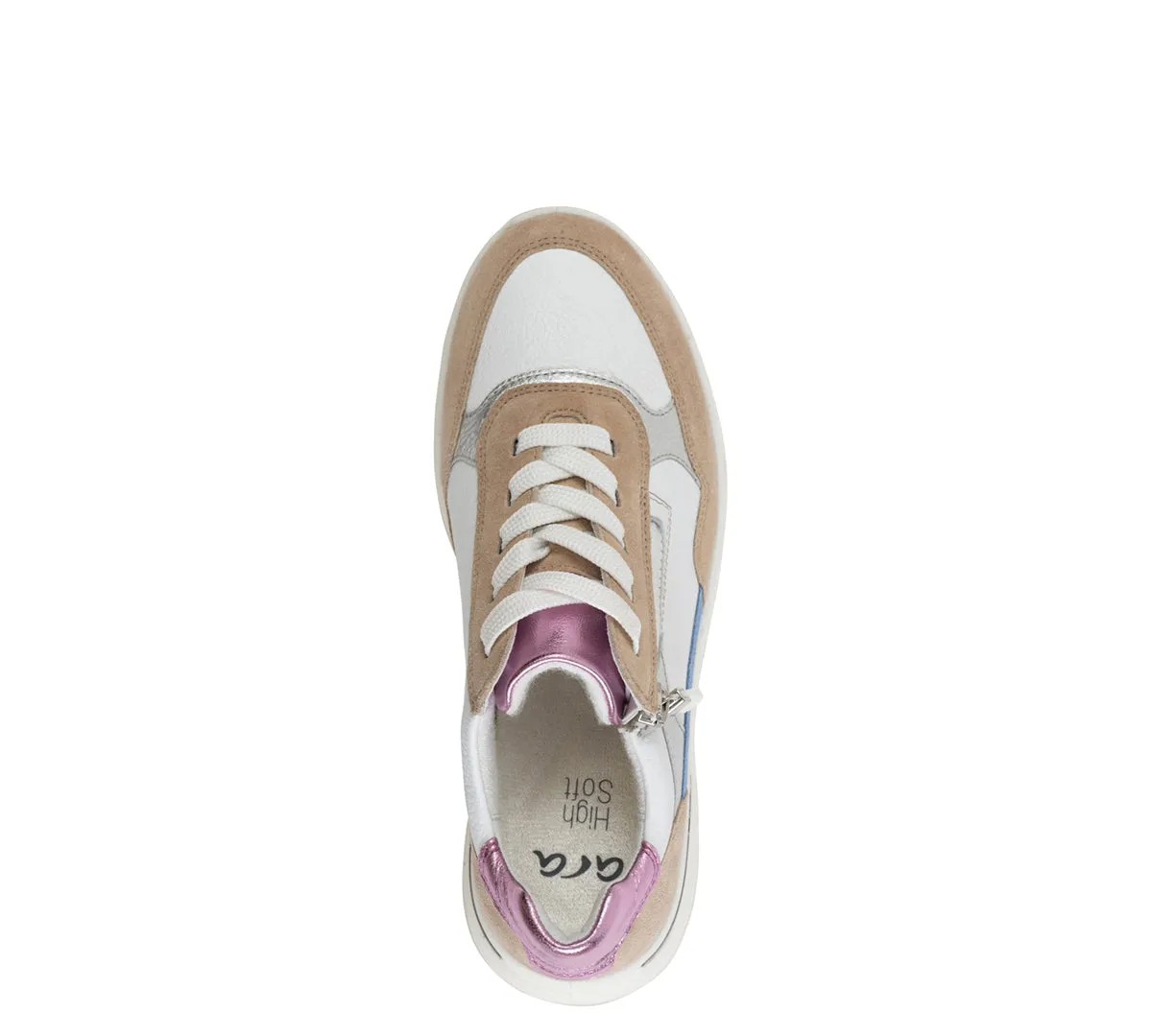 Gardenia Women's Side Zip Multi-Color Mixed Material Wedge Sneaker