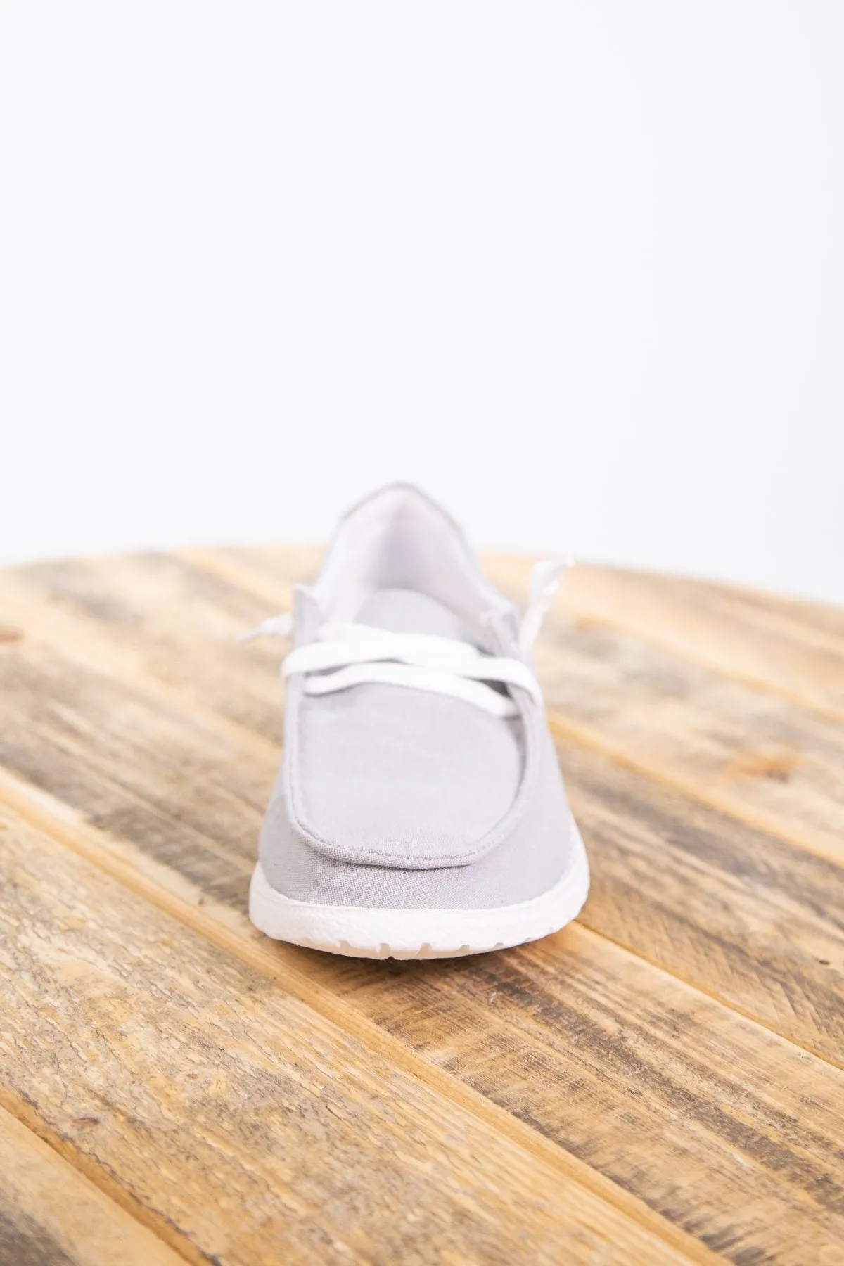 Grey Slip On Shoe with Multicolor Heel