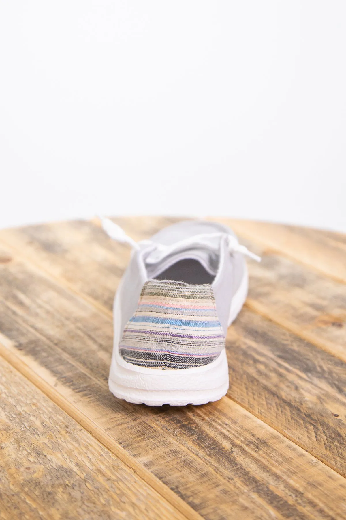 Grey Slip On Shoe with Multicolor Heel