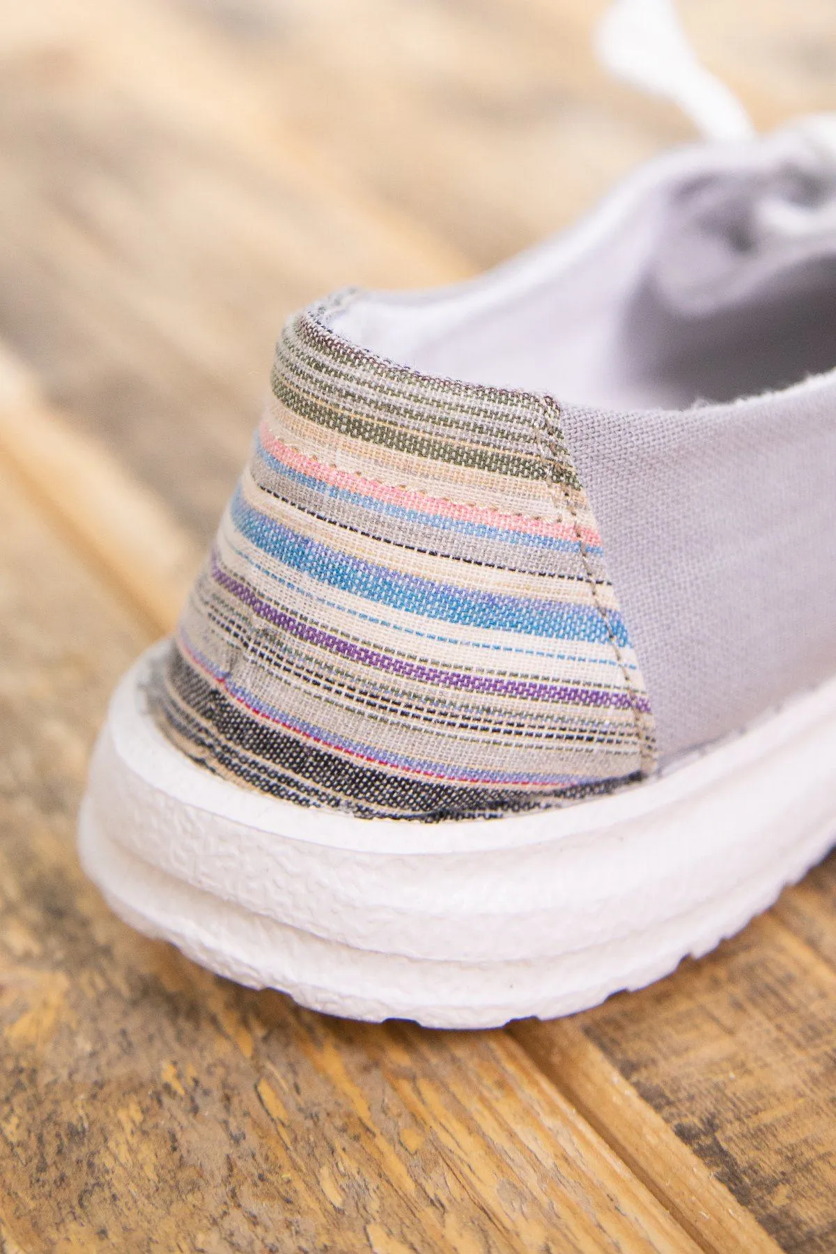 Grey Slip On Shoe with Multicolor Heel