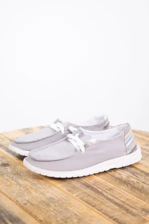 Grey Slip On Shoe with Multicolor Heel