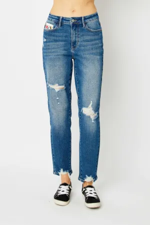 Hazel Blues® |  Judy Blue Distressed Slim Jeans